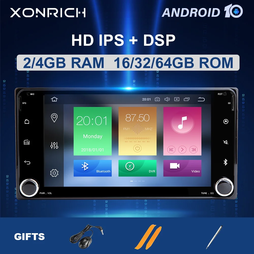Автомобильная Мультимедийная Система DSP 4G 2 din Android 10 для Toyota Land Cruiser 100 200 Prado 120 150 Rush