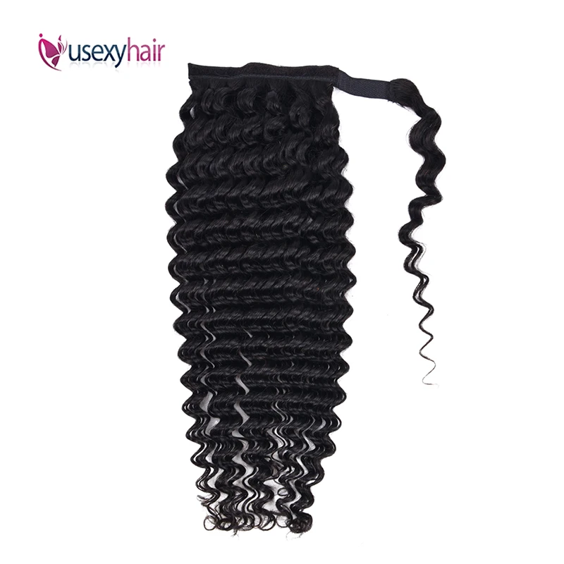 USEXY человеческие волосы для конского хвоста с глубокой волной бразильские