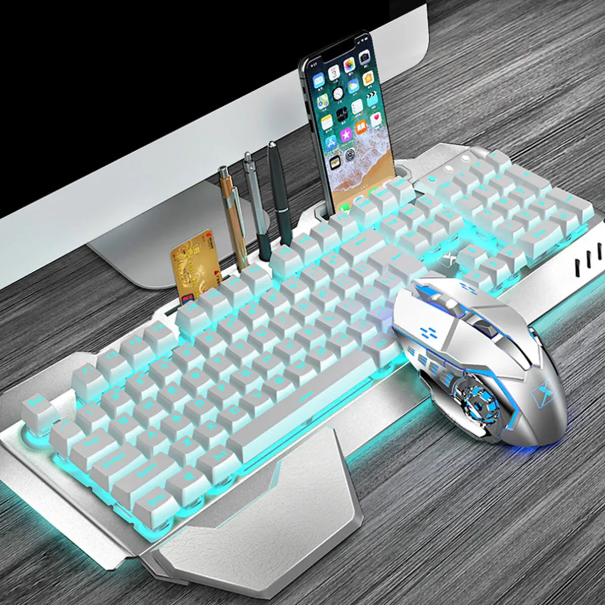 2.4G Wireless Gaming Keyboard & Mouse Set Rechargeable RGB Breathing Backlit Gaming Keyboard 2400DPI Mouse enlarge