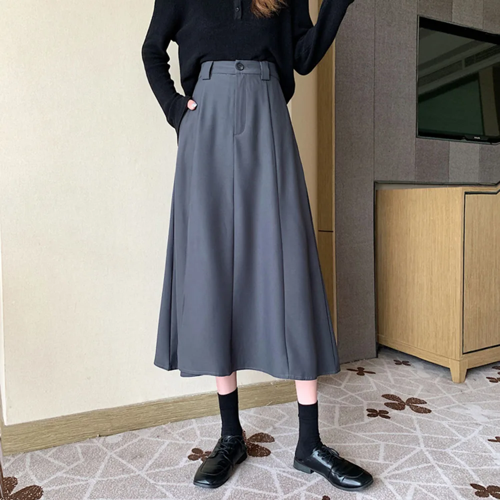 

Japan Style Skirt Spring Summer Fashion Temperament Loose Casual Split High Waist Solid Color Simple Best Sellers 2021