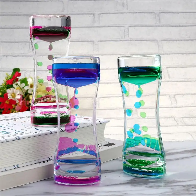 BESTOMZ 3 шт. двухцветные песочные часы жидкий пузырьковый таймер движения с