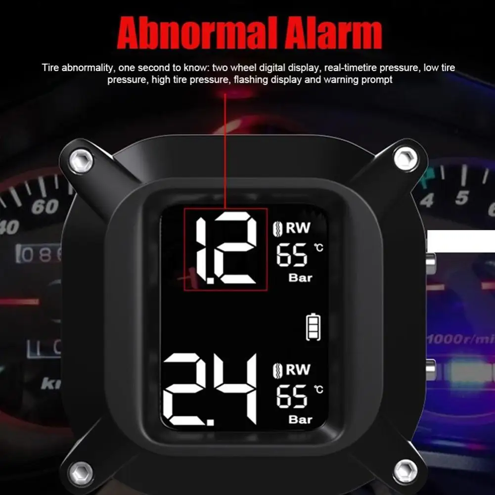 

Motorcycle Tire Pressure Monitor Solar Wireless Outdoor Motorcycle And Electric Vehicle Waterproof Monitoring And Alarm System