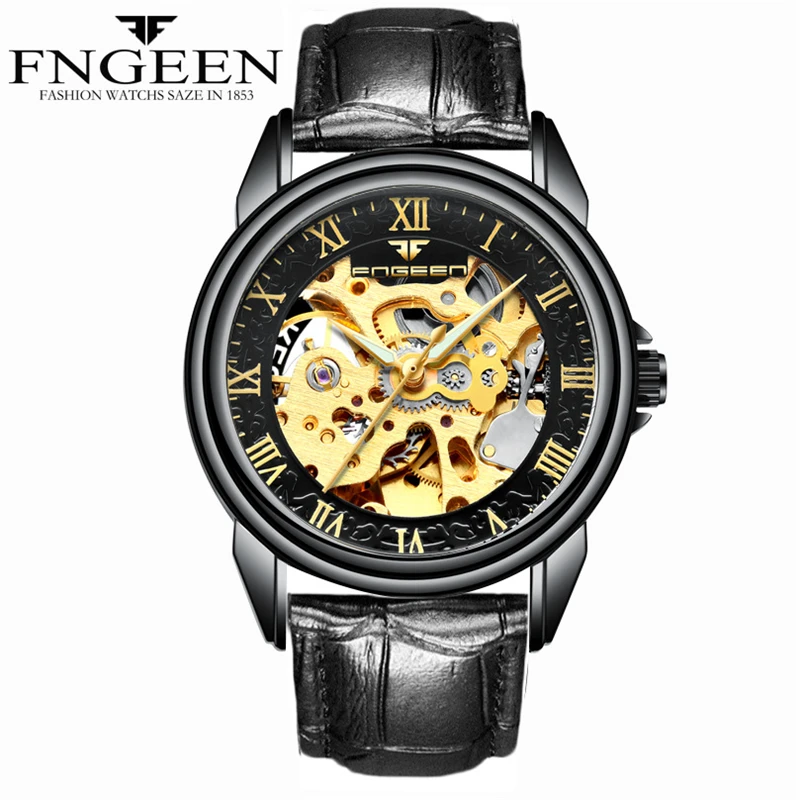 

Black Skeleton Design Men Automatic Mechanical Watch Montre Homme Mens Watches Top Brand Luxury Stainless Steel Male Clock Saat