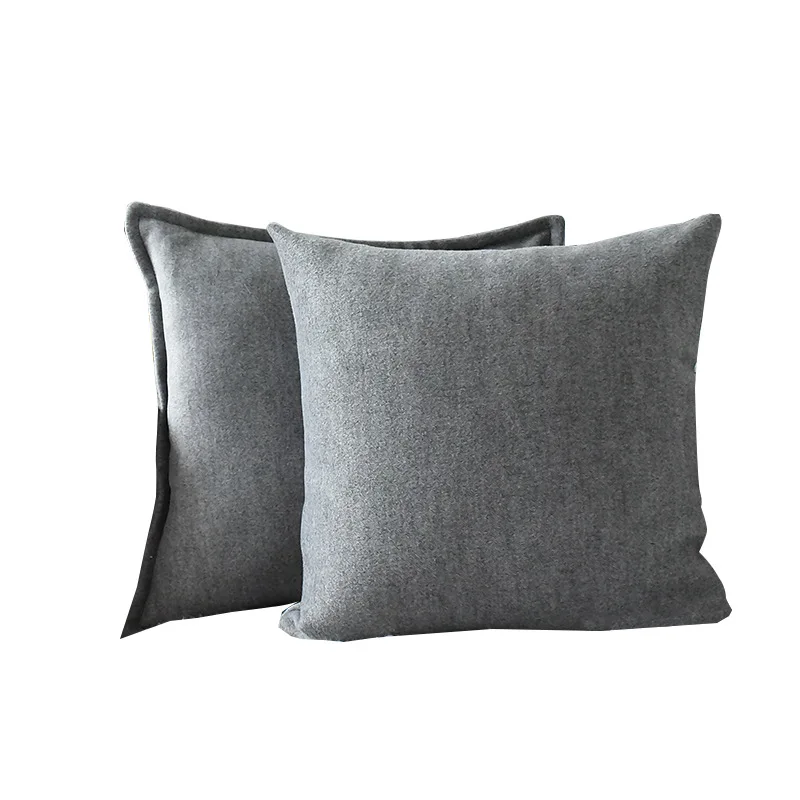 

Simple woolen material wrapped edge pillow cover with locking edge warm plush pillow car waist cushion cover