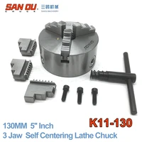 130mm 5 inch 3 jaw self centering lathe chuck sanou k11 130 metal scroll chucks for cnc drilling milling machine