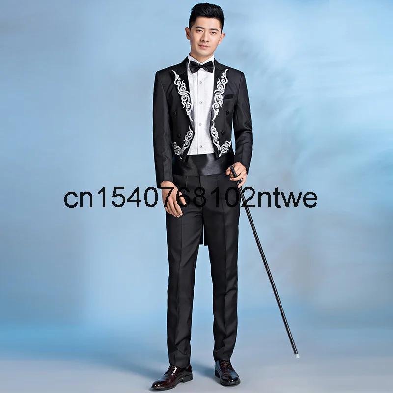 

Новинка 2021, мужской костюм для выступлений, смокинг с вышивкой, платье певицы для хора, проводника, банкета