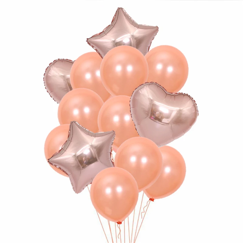 

Rose Gold Star Heart Foil Balloons Confetti Latex Ballons Wedding Birthday Party Decoration Kids Baby Shower Air Globos Supplies