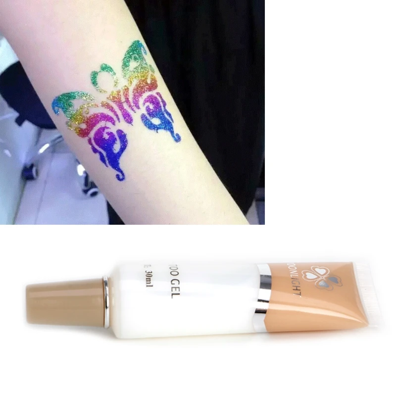 

Временный гель-клей для татуировки, нетоксичный для боди-арта, краска, блестящий инструмент, новинка