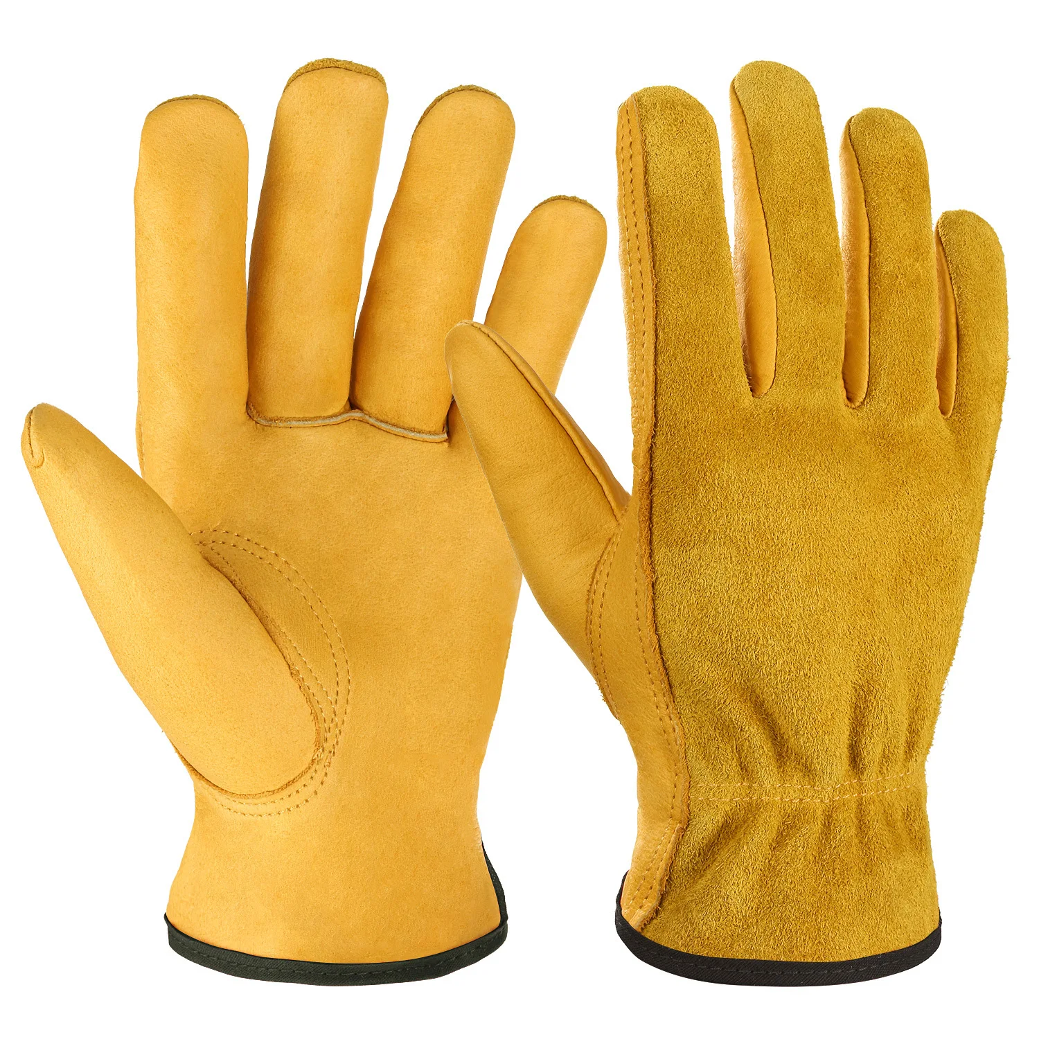 

Aozhe leather two-layer labor gloves full leather garden gloves safety protection products