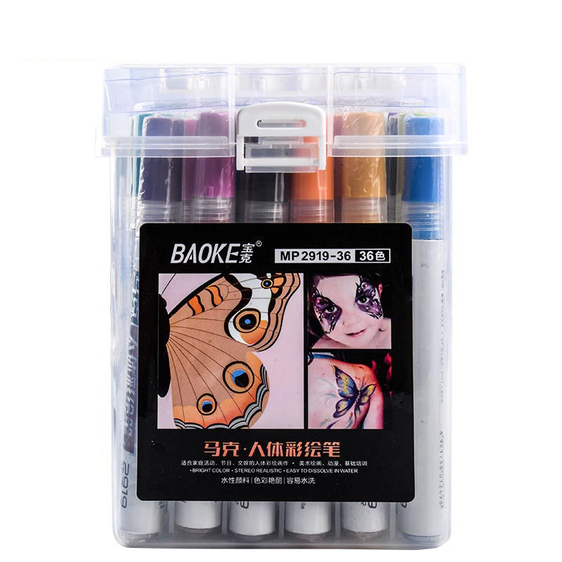 12/24/36 цветов моющиеся маркеры для кожи лица и тела нетоксичные ручки Хэллоуина
