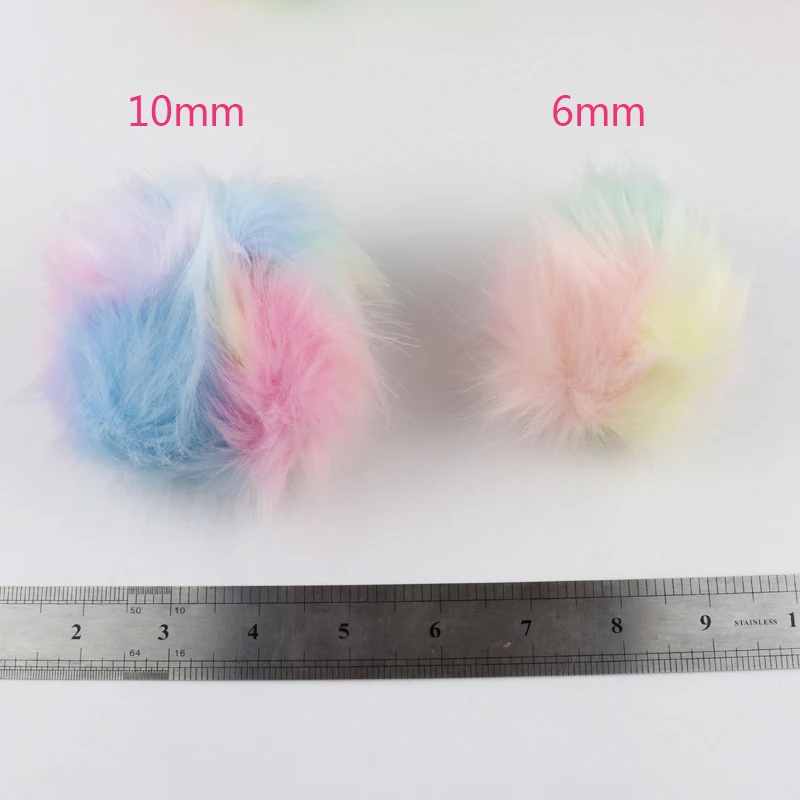 Помпоны декоративные макарон цветные помпоны 6 мм 10 большие мягкие из