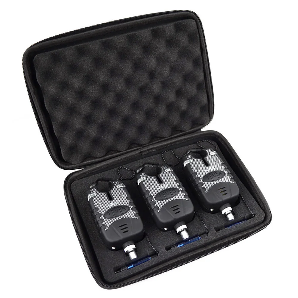 

Fishing Bite Alarms Adjustable Volume Sensitivity Sound and Light with Swinger and Tackle Case