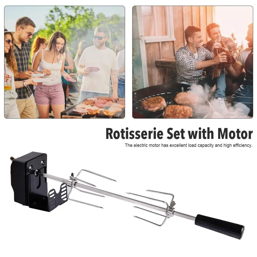 

Automatic BBQ Grill With Motor Rotisserie Set Electric Roasted Meat Chicken Fork Outdoor Camping Picnic Cooking Tool