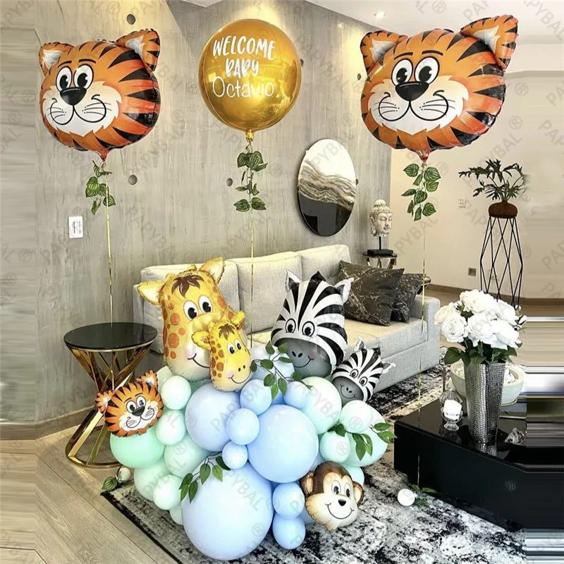 

38pcs Jungle Wild Animal Theme Party Balloon Tiger Monkey Foil Balloons Baby Shower Kids 1 2 3 4 5th Birthday Party Globos Gifts