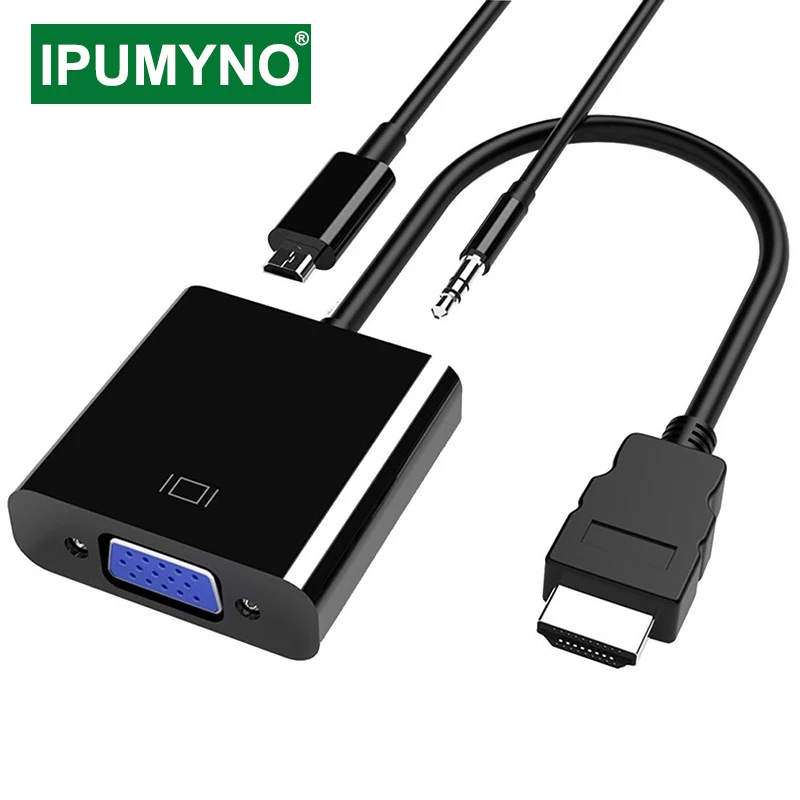 

HDMI-Compatible Cable To VGA PS4 PC TV Box Aux Audio Cable Display Converter Mini Projector Television Monitor Projetor Adapter