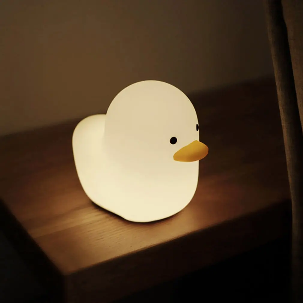 

Cute Lovely Cartoon Dull Duck Led Night Light Silicone USB Charging Nightlight Holiday Gifts Kids Room Bedside Bedroom