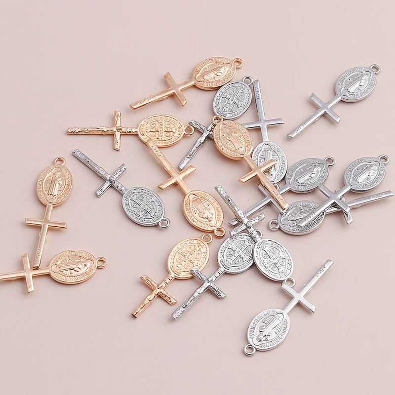 

15pcs 37x16mm Alloy Long Oval Jesus Cross Charms Pendants Necklaces DIY Making Bracelets Handmade Finding