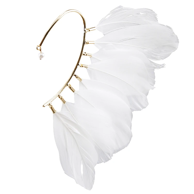 1 шт. уникальные унисекс большие перьевые серьги-клипсы для ушей не пирсинг