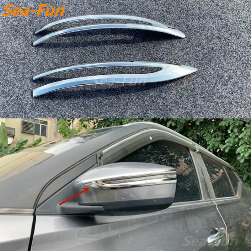 

ABS Chrome Back Rear View Rearview Side Mirror Eyebrow Cover Strip Stick Trim For Nissan Kicks P15 2021 2022 Car Accessories