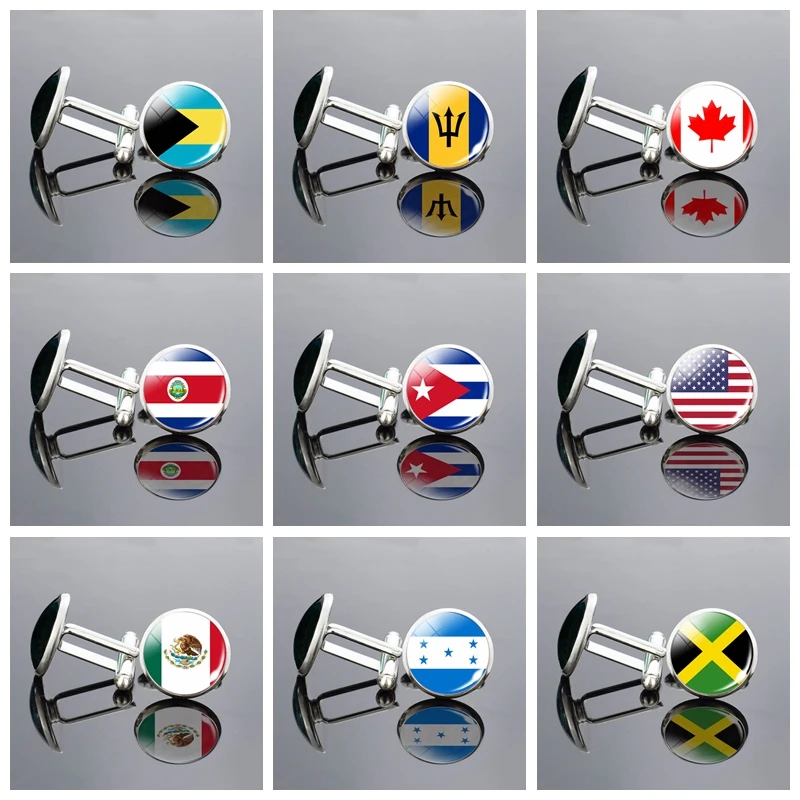 Роскошные мужские запонки Северная Америка Канада Мехико стеклянные кабошон