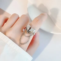 vintage broken heart tassel chain rings for women punk adjustable heart finger chain jewelry accessories party gifts