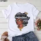 Новая летняя женская футболка афро-девушки с картой Африки, топ с короной и волосами, женская футболка с королевой меланина, модные повседневные футболки