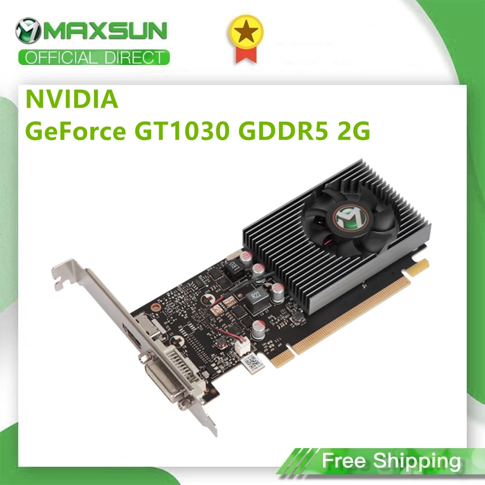 Maxsun Полный новый графическая карта NVIDIA карты GT 1030 GDDR5 2G компьютерные 64bit