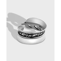 rainbow hoop korean style ins feather design 100 925 sterling silver simple vintage sanskrit women open rings fine jewelry 5g