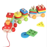 childrens puzzle 2 3 6 years old shape matching drag train toy wooden early education disassembly building block