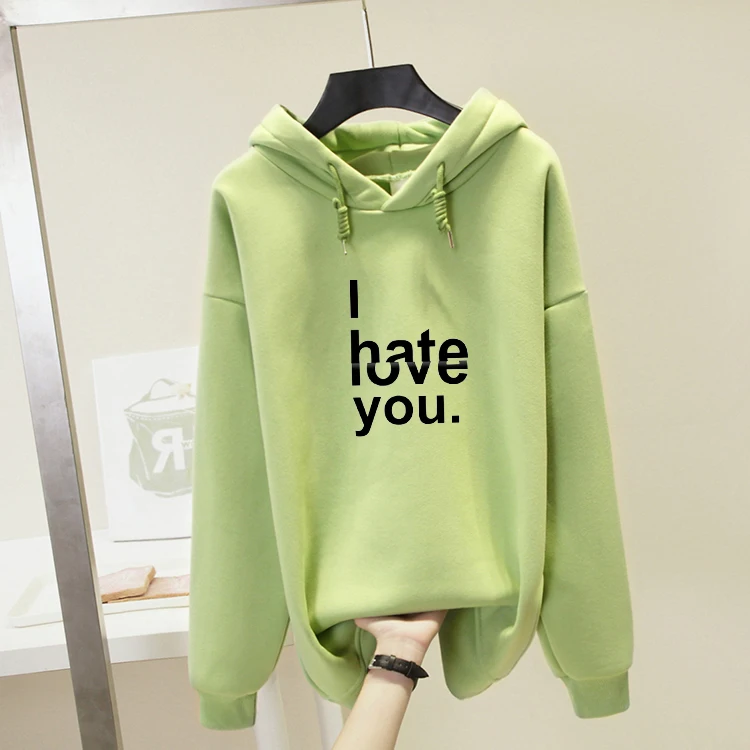 2019 толстовки с надписью I Hate Love You зимний Повседневный свитшот для мужчин и женщин