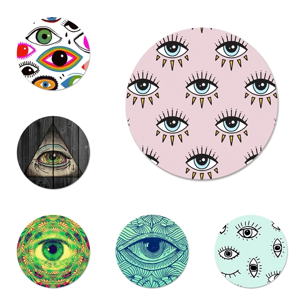 

58mm Evil Eyes Skeleton Fatima Icons Pins Badge Decoration Brooches Metal Badges For Clothes Backpack Decoration