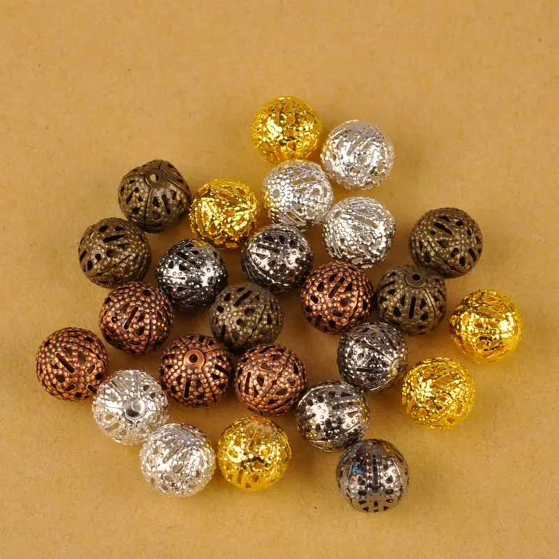 

1000Pcs 4 6 8 10 12 14 16 18 20mm Filigree Ball Loose Round Spacer Beads Findings For Jewelry Making Supplies