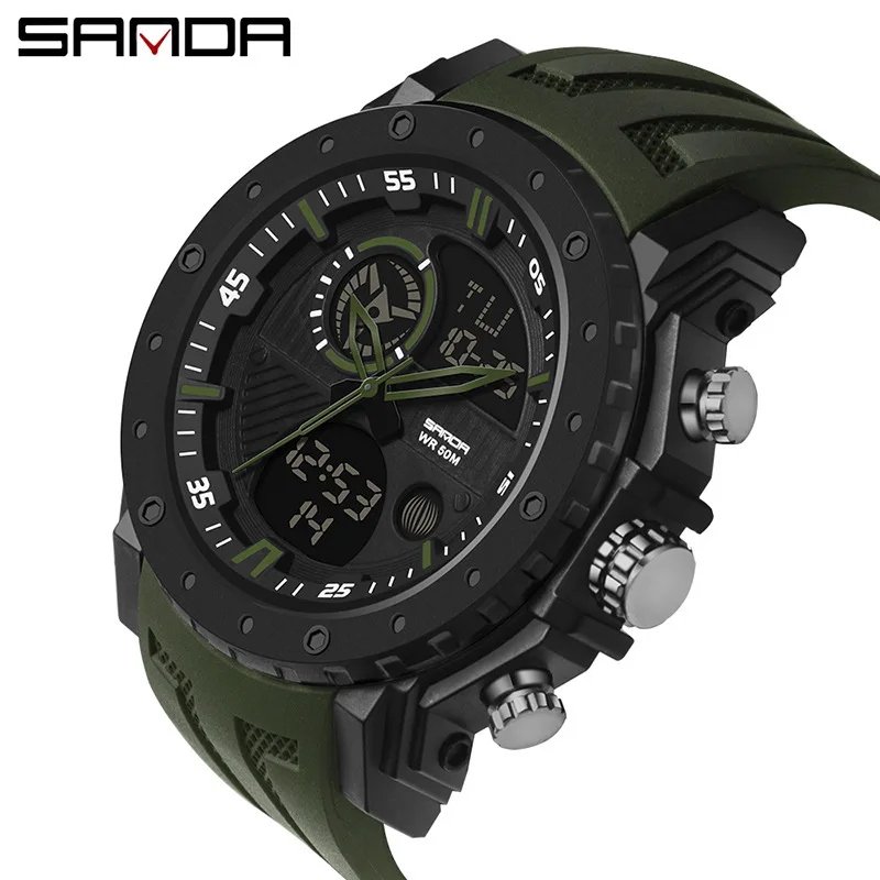 

SANDA/Korean Multifunctional Double Display Luminous Electronic Watch Water Outdoor Mountaineering Men's Watch