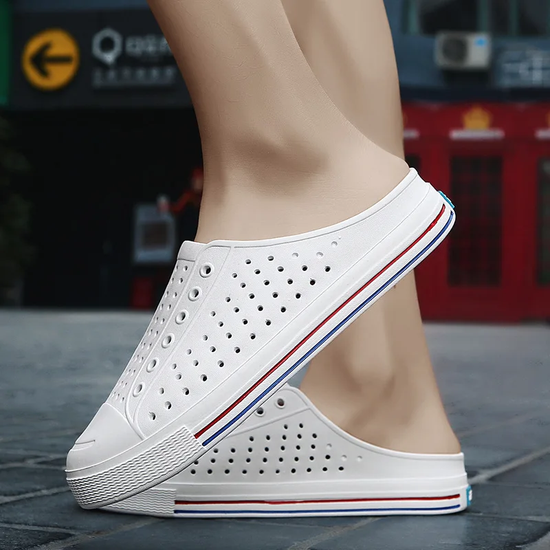 Summer Foreign Trade Couples ban tuo xie Closed-toe Hollow out Large Size Beach Lightweight Breathable Soft Bottom Sandals | Обувь