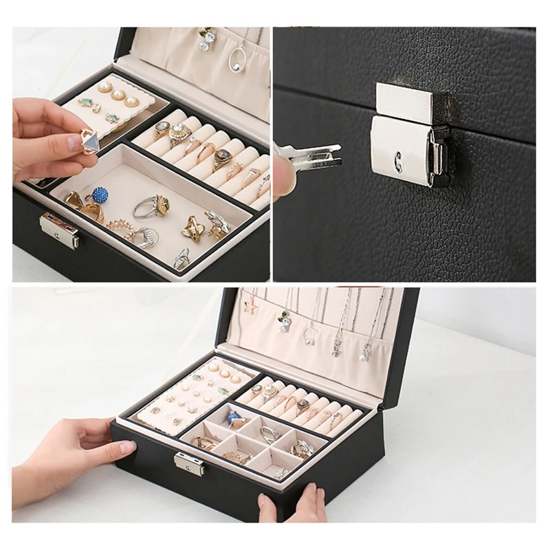 

Jewelry Storage Box Creative Leather Portable Multi-Layer Cosmetic Storage Box PU Watch Box