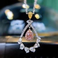 exquisite hollow water drop pendant necklace luxury crystal cubic zircon fashion s925 jewelry for women wedding engagement
