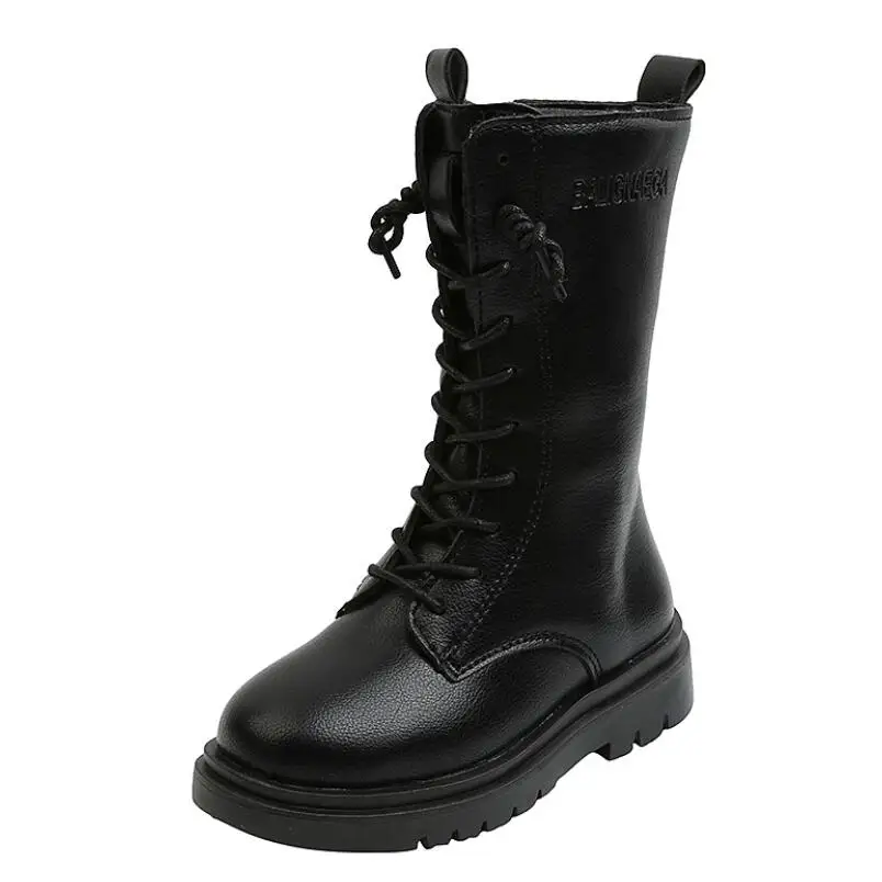 

Autumn Winter Kids Martin Boots For Boys Girls Fashion Princess Knee-length Fashion Shoes PU Leather Waterproof Sneakers 26-36