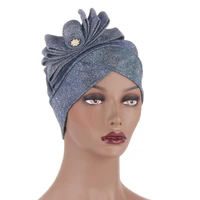 2021bow tie glitter headscarf bonnet new womens turban caps ready to wear hijabs muslim head wraps hat turbante mujer