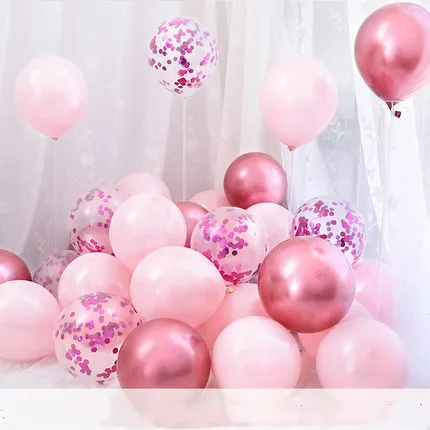 wine red pink Hpink 15 шт./лот, 12 дюймов, металлические хромированные латексные шары+ прозрачные Серебристые конфетти, шары на свадьбу, день рождения, розовое золото, латексные вечерние шары, Декор - Цвет: wine red pink Hpink