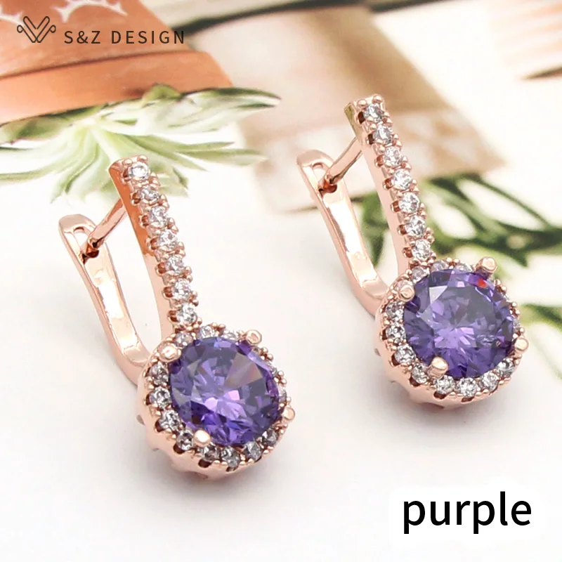Серьги подвески S & Z из розового золота 585 пробы с круглым