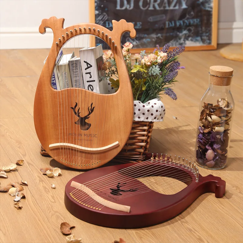16/19/21/24 Strings Harp Lyre Harp Wooden Mahogany Harp 19 Strings Lyre Piano Musical Beginner Instrument With Matching Gifts