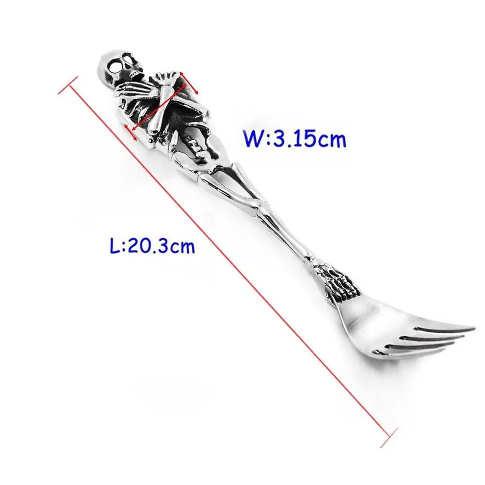 Новинка нержавеющая сталь скелет ложка вилка нож коллекционная посуда Череп