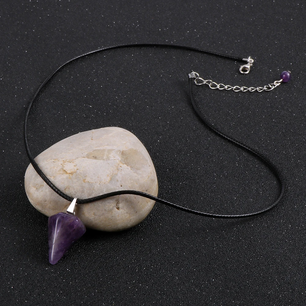 Женское Ожерелье из натурального камня с кристаллами коническая подвеска опал