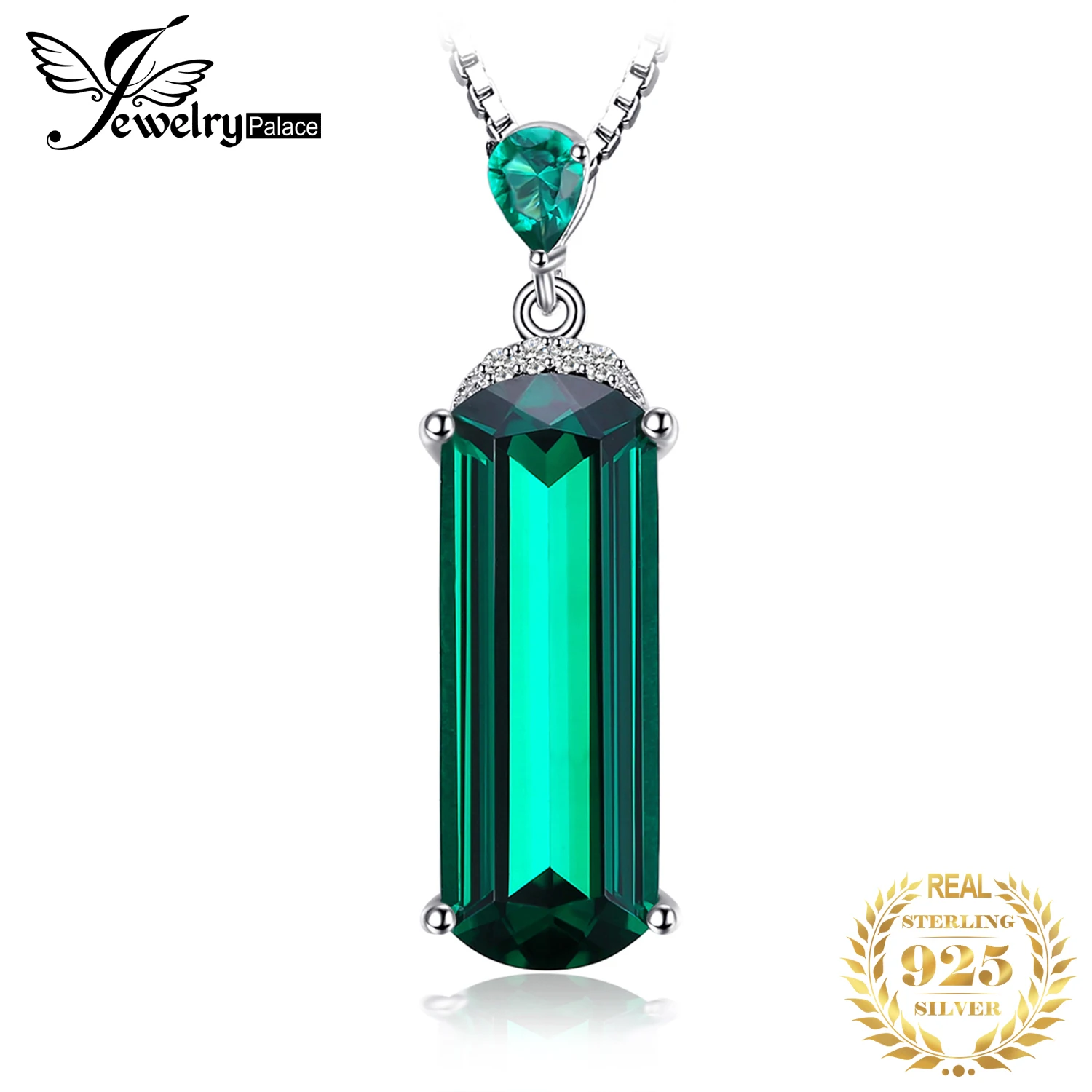 JewelryPalace-Colgante para collar plata de primera ley y esmeralda verde para mujer, joya SIN Cadena, para gargantilla, plata esterlina 925