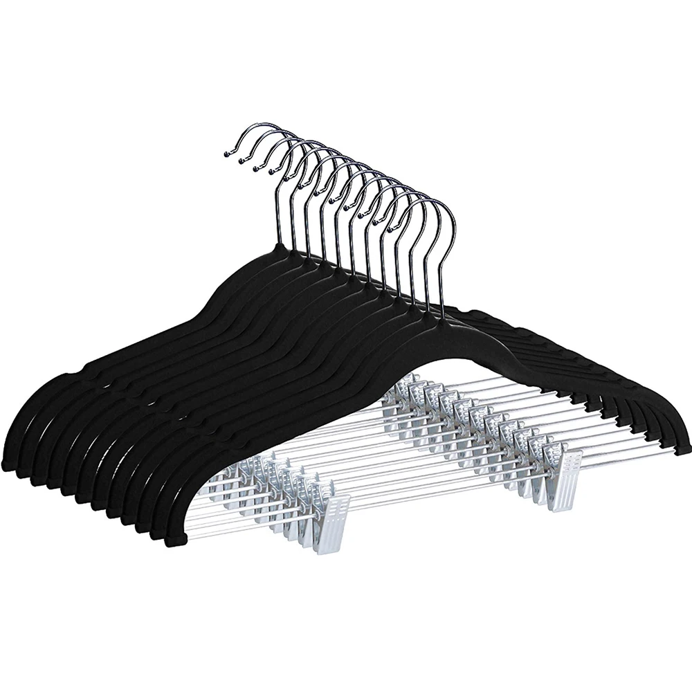 Бархатная юбка Вешалки с зажимами 12 упаковок Нескользящие Бархатные Одежда