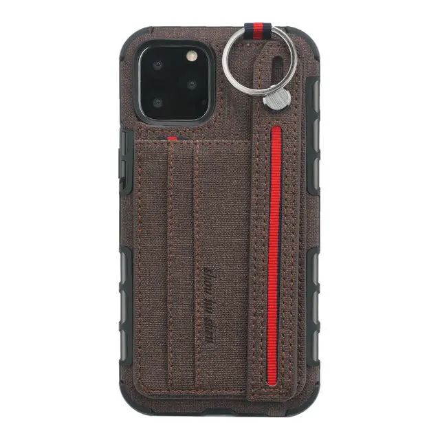 Кофе Для Coque iPhone 11 чехол для iPhone 11 Pro Max Роскошный чехол металлическое кольцо карточка из ткани слот Etui для iPhone11 Pro Чехол 11Pro Funda - Цвет: Кофе