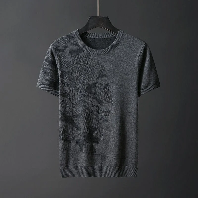 

Summer New Men T-shirt Camouflage Short Sleeves Top Sweater Male O-neck Pullover Plus Size Casual Knitted Tees D216