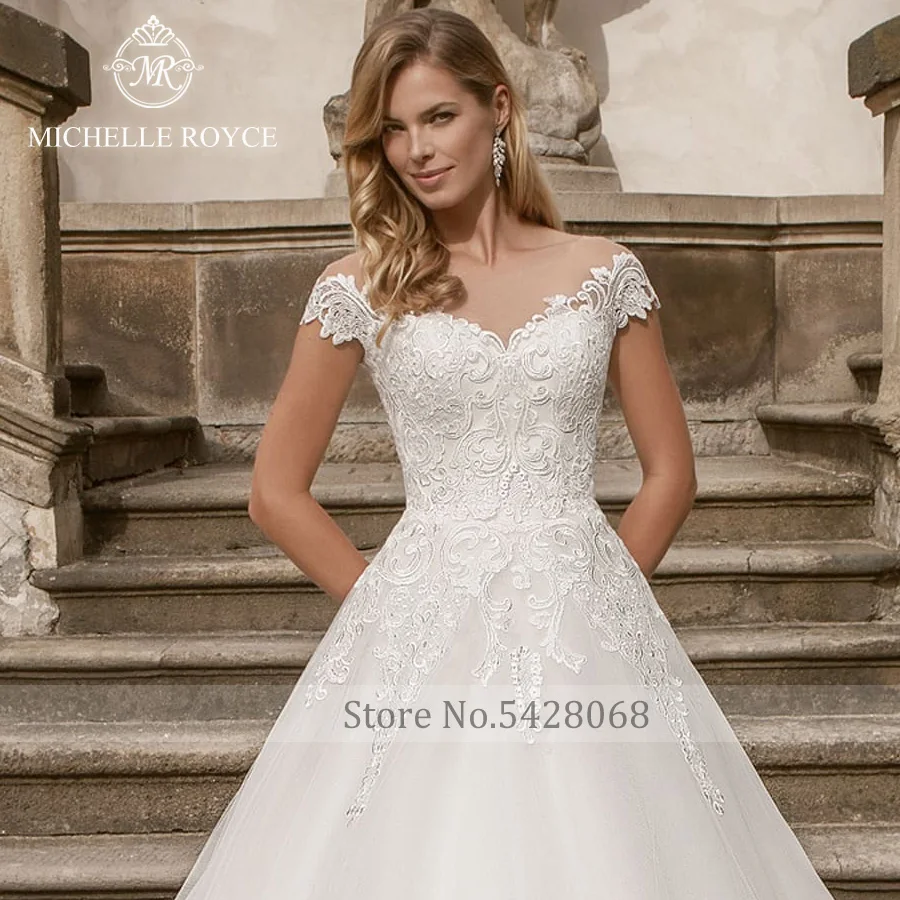 Мишель Ройс Свадебные платья трапециевидной формы для женщин с открытыми