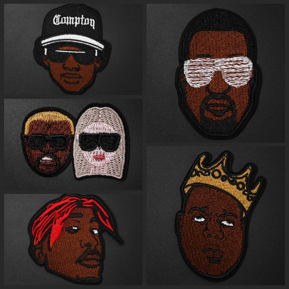 

Rock punk DIY costume patches wholesale hippy black band embroidery applique stripes Clothing Iron On Patch