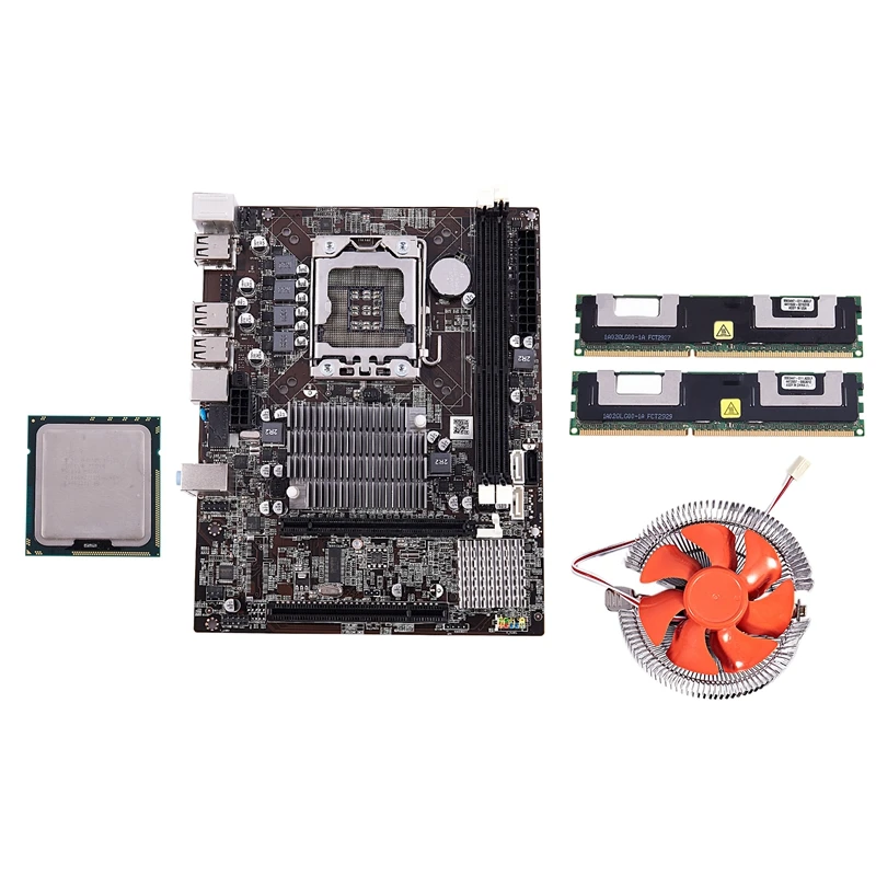 Материнская плата X58 cpu ram Combo LGA1366 материнская плата с Intel X5650& 2-Ch 8G ram ECC с кулером